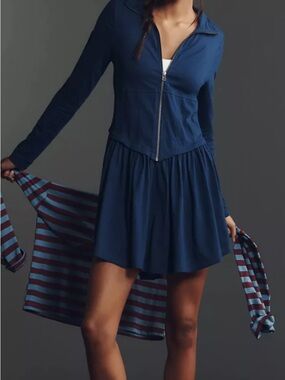 Anthropology Daily Practice Navy Blue Zip-Up dress